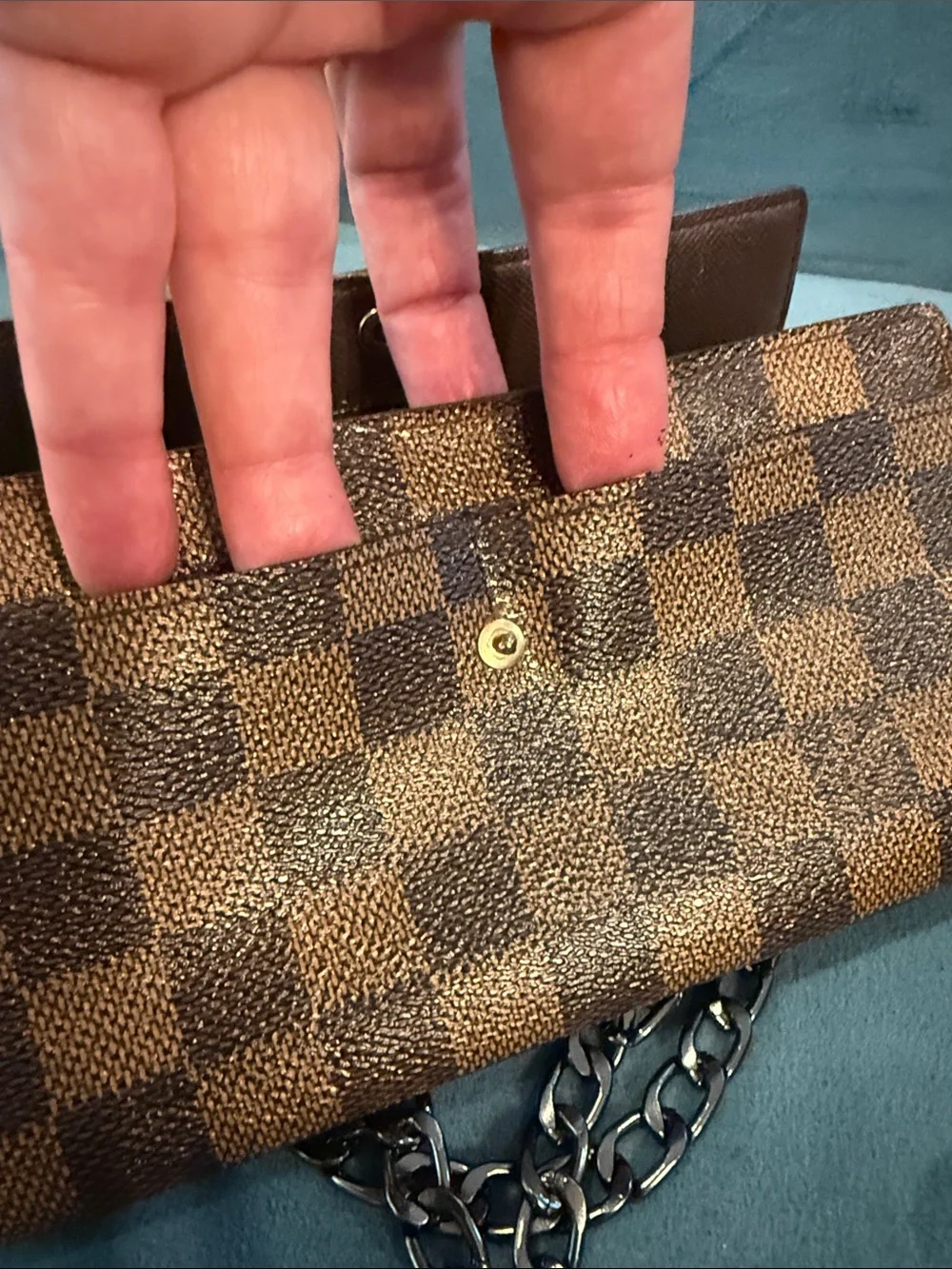 Classic Brown Checkered Crossbody Clutch